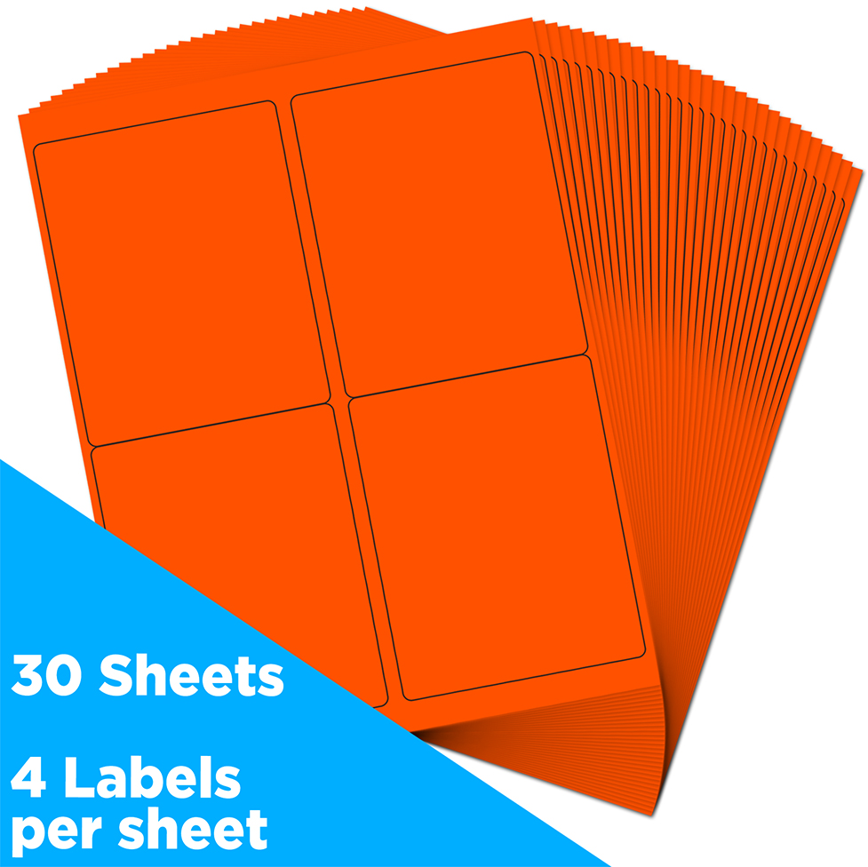 Neon Red 4 x 5 Shipping Labels