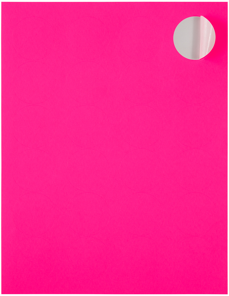 Neon Pink Medium 1 2/3 Inch Round Labels
