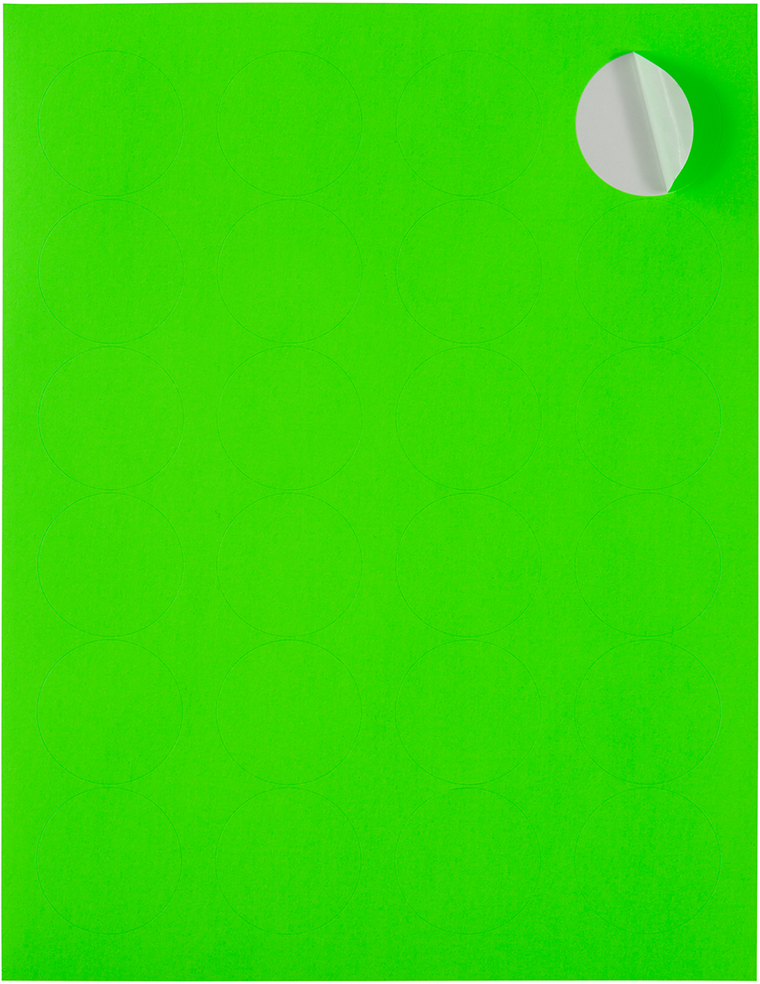 Neon Green Medium 1 2/3 Inch Round Labels