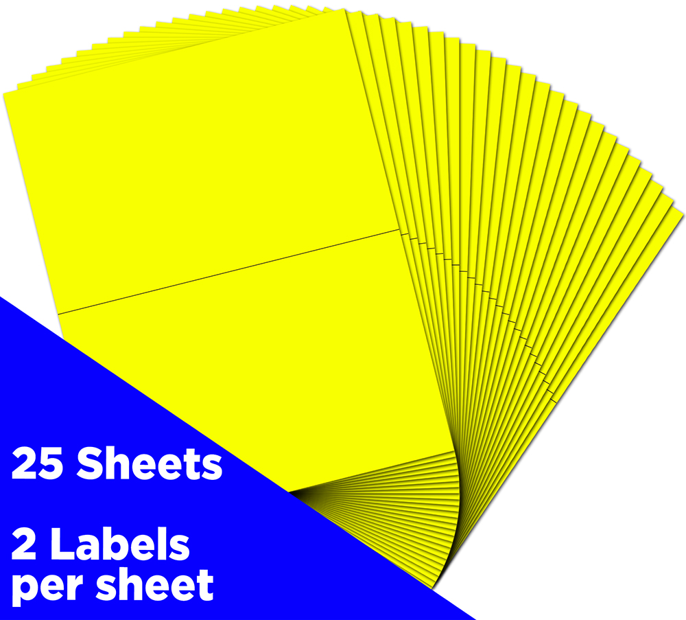 Neon Yellow 5 1/2 x 8 1/2 Half Sheet Shipping Labels
