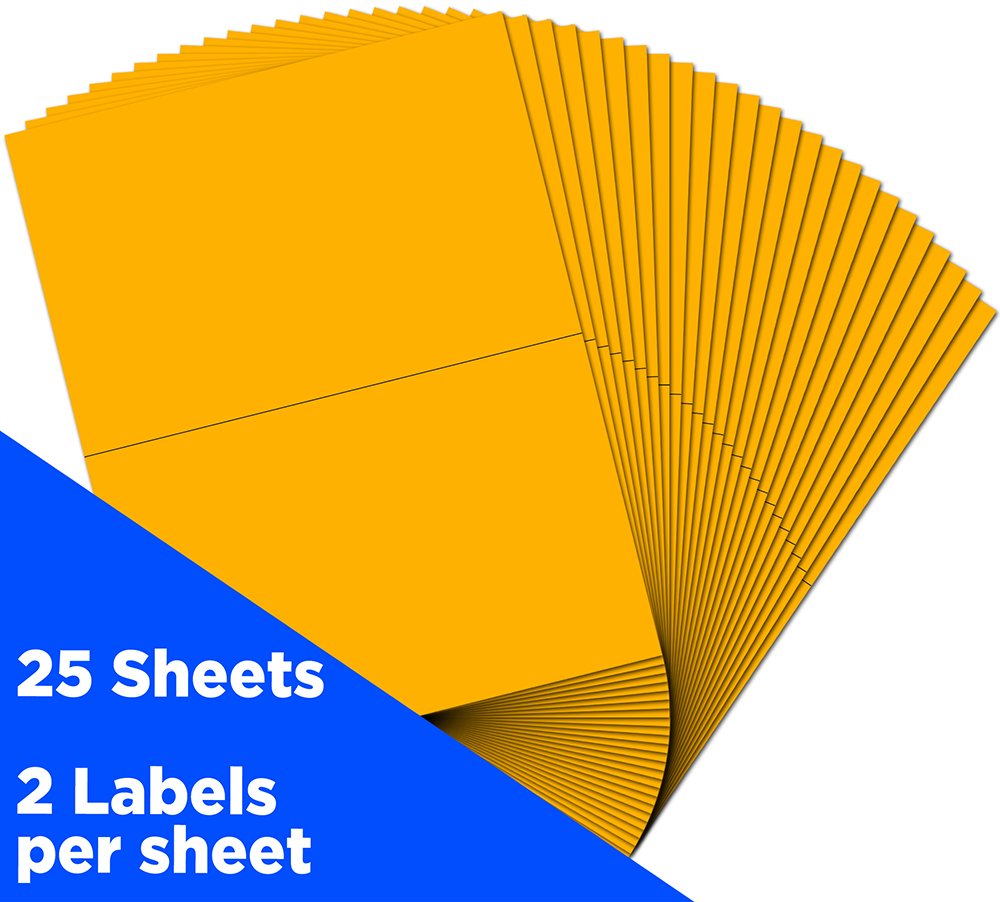 Neon Orange 5 1/2 x 8 1/2 Half Sheet Shipping Labels