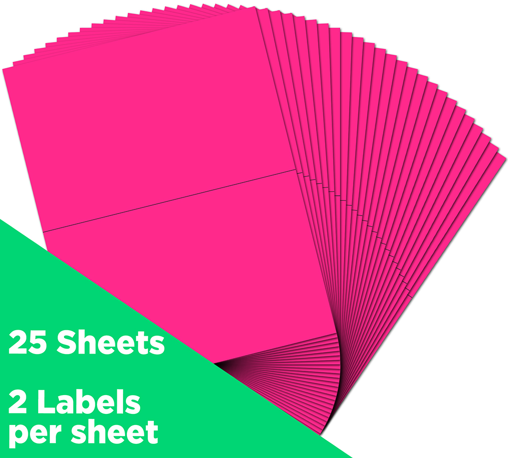 Neon Pink 5 1/2 x 8 1/2 Half Sheet Shipping Labels