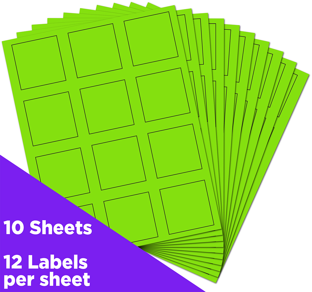 Neon Green 2 x 2 Square Labels