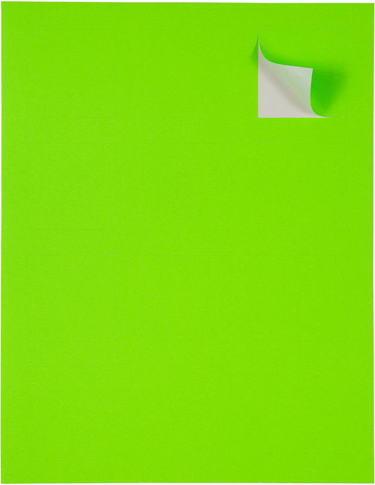 Neon Green 2 x 2 Square Labels