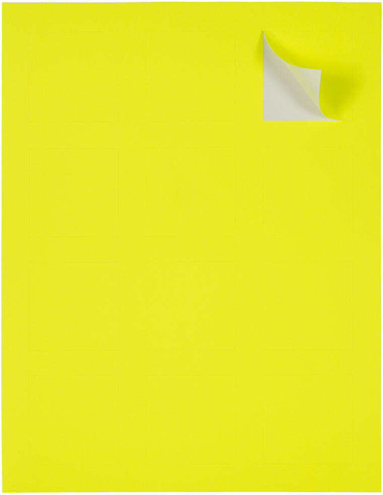 Neon Yellow 2 x 2 Square Labels