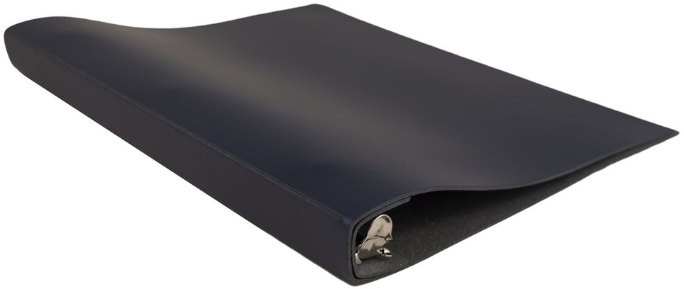 Navy Blue Italian Leather 3/4 Inch 3-Ring Binder