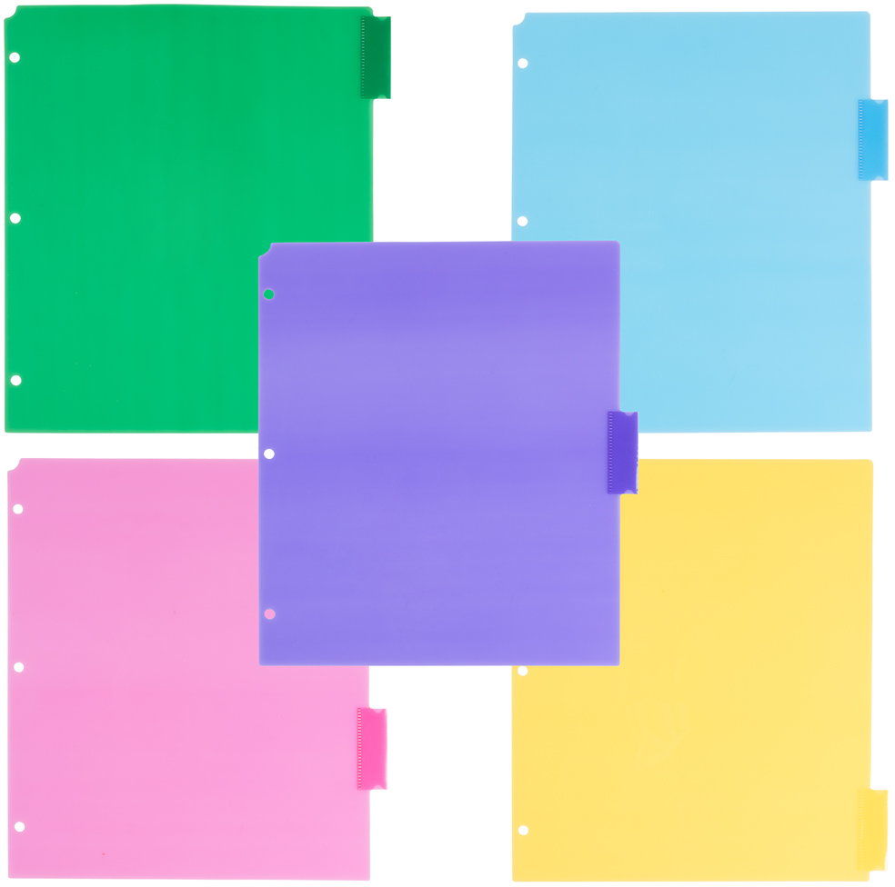 Assorted Plastic 5 Tab Binder Index Dividers