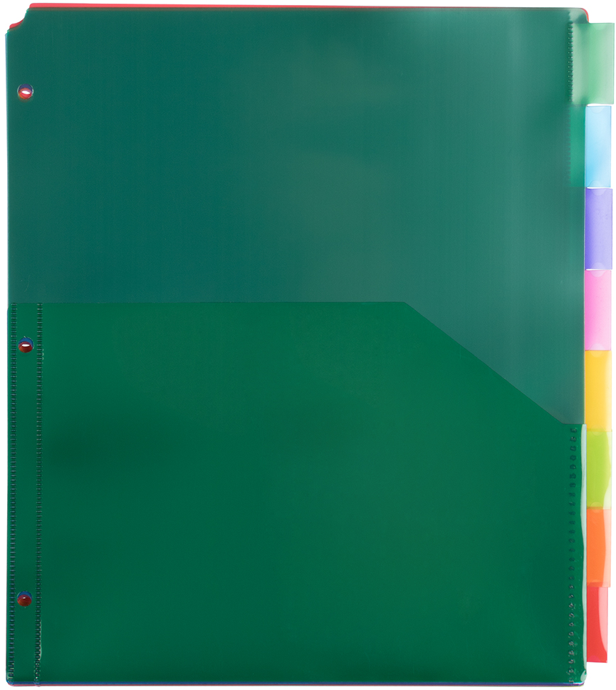 Assorted Plastic 8 Tab Binder Index Dividers with Pockets