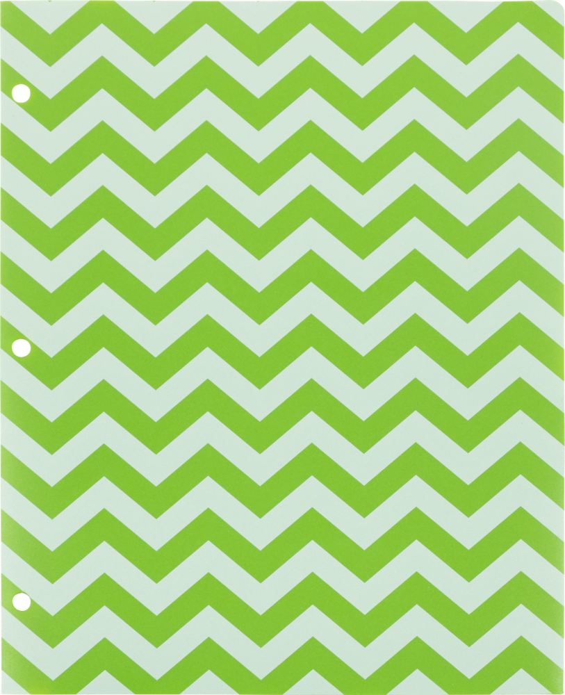 Assorted Chevron 9 1/2 x 11 1/2 Plastic 3 Hole Punch Folders - 6 Pack
