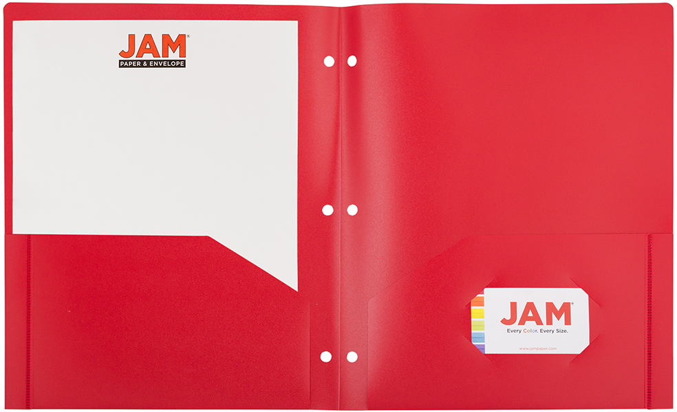 Assorted Primary 9 x 12 Plastic Pop 3 Hole Punch Folders - 6 Pack