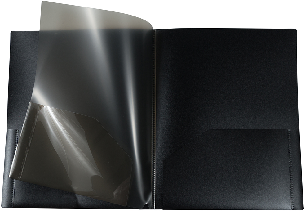 Black 9 x 12 Plastic 4 Pocket Folders