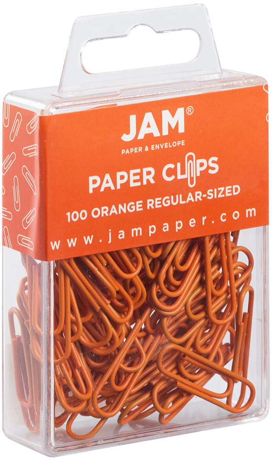 Orange Standard Paper Clips - 100 Pack