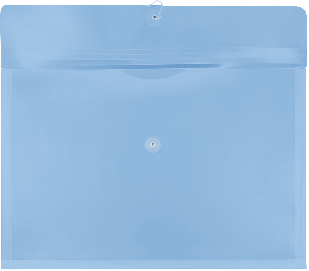 Blue 12 x 18 Booklet Plastic Envelopes with Button & String