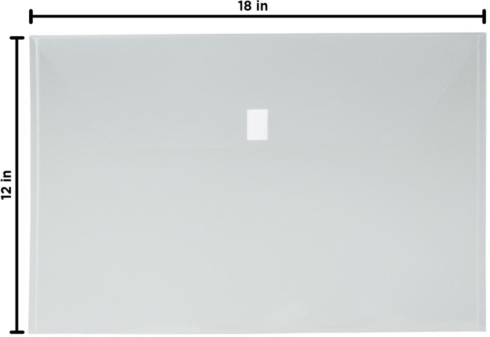 Clear 12 x 18 Booklet Plastic Envelopes with Hook and Loop Closure