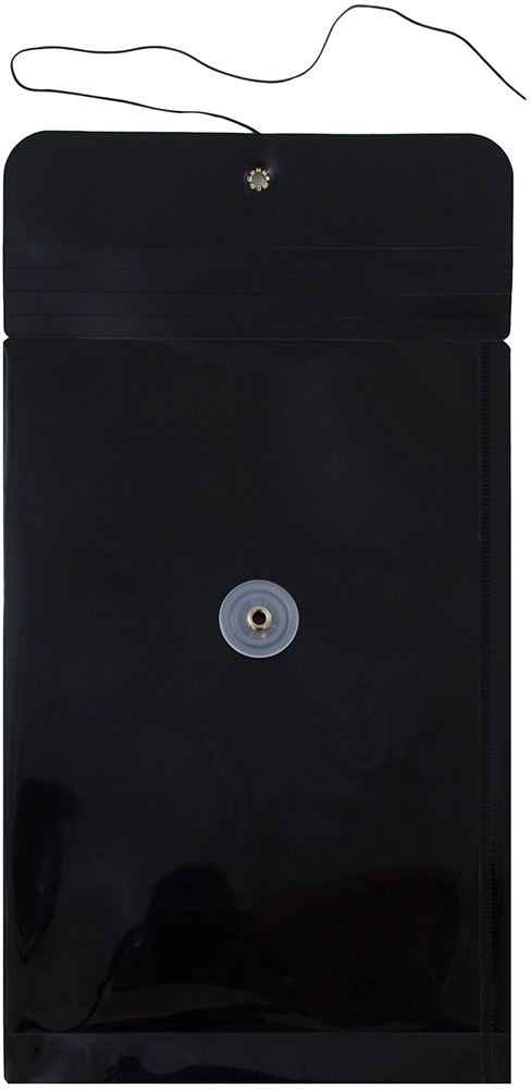 Black 6 1/4 x 9 1/4 Open End Plastic Envelopes with Button & String