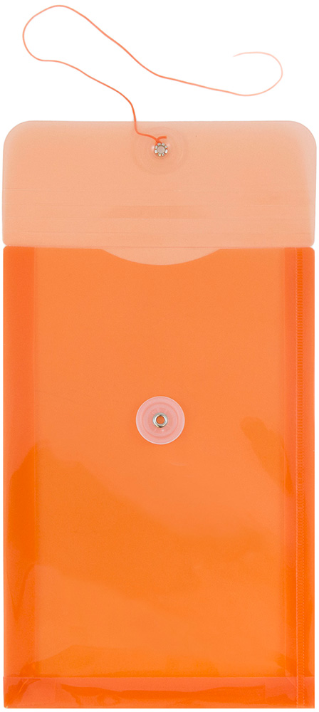 Bright Orange 6 1/4 x 9 1/4 Open End Plastic Envelopes with Button & String