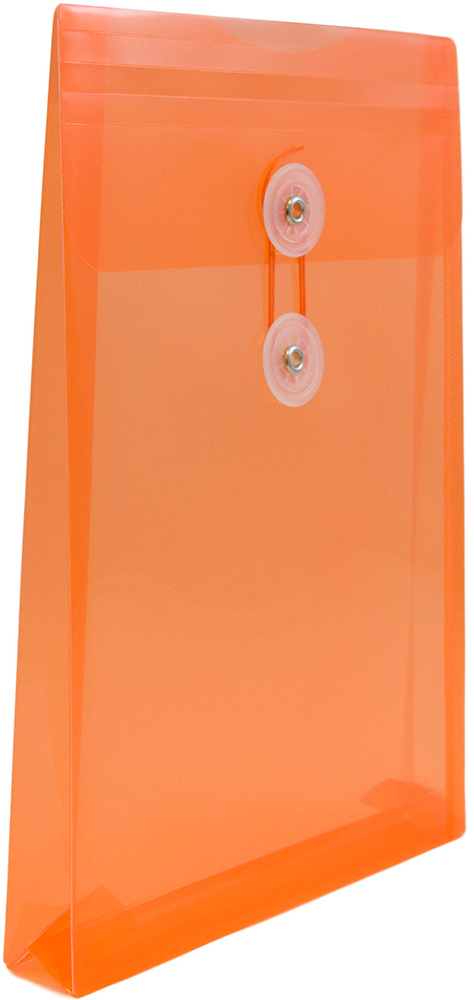 Bright Orange 6 1/4 x 9 1/4 Open End Plastic Envelopes with Button & String