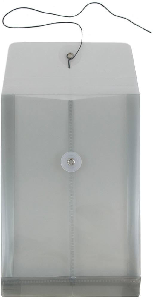 Smoke Gray 6 1/4 x 9 1/4 Open End Plastic Envelopes with Button & String