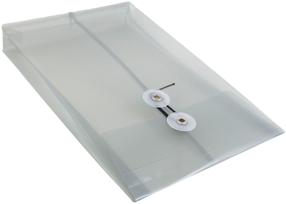 Smoke Gray 6 1/4 x 9 1/4 Open End Plastic Envelopes with Button & String