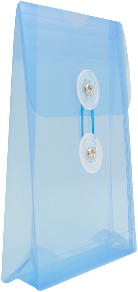 Blue 4 1/4 x 6 1/4 Open End Plastic Envelopes with Button & String