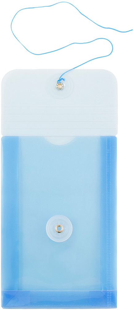 Blue 4 1/4 x 6 1/4 Open End Plastic Envelopes with Button & String