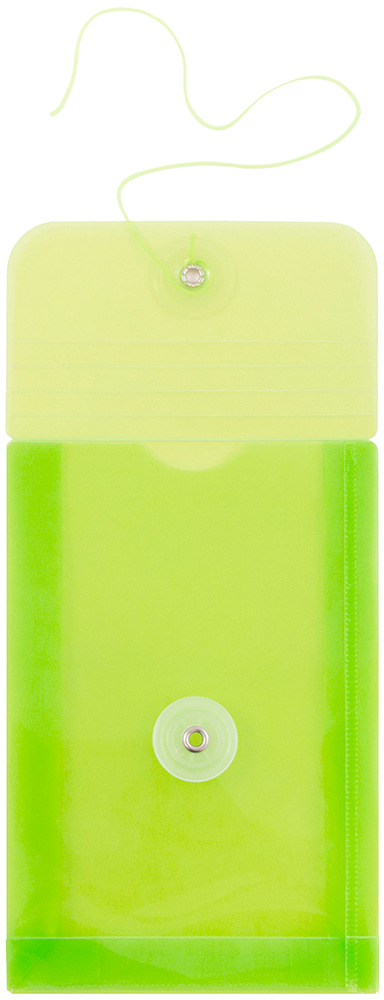 Lime Green 4 1/4 x 6 1/4 Open End Plastic Envelopes with Button & String