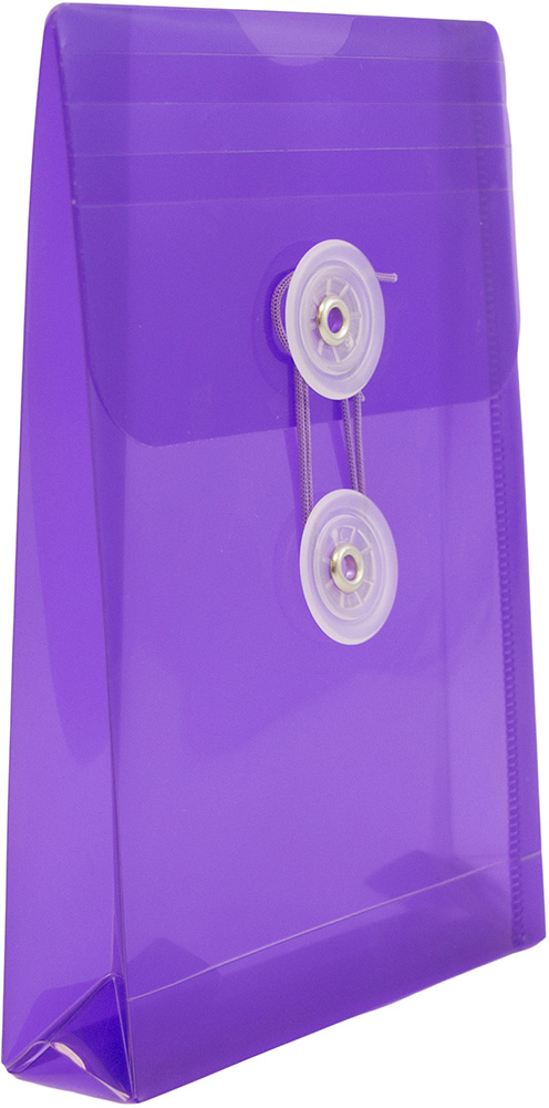 4 1/4 x 6 1/4 Open End Plastic Envelope w/Button & String - Purple