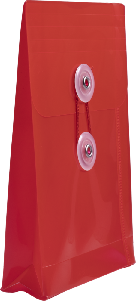 Red 4 1/4 x 6 1/4 Open End Plastic Envelopes with Button & String