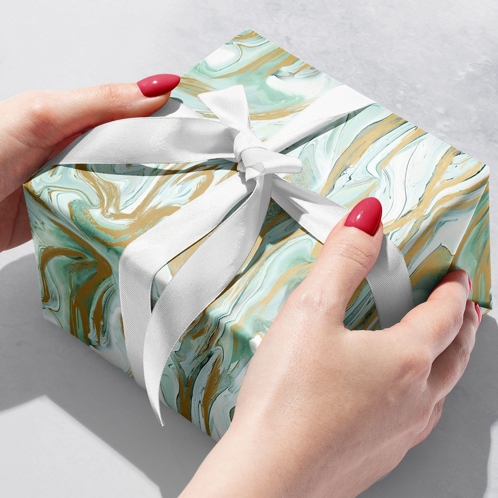 Marbleized Mint 30" x 208' Bulk Wrapping Paper (520 Sq Ft)