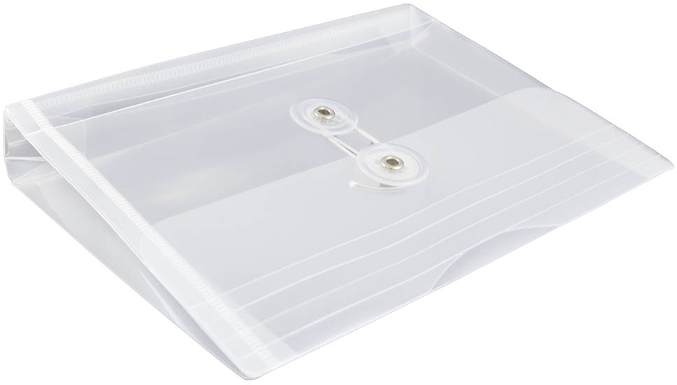 Clear 5 1/2 x 7 1/2 Index Booklet Plastic Envelopes with Button & String