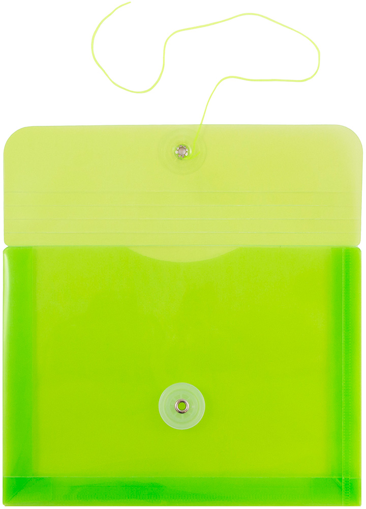 Lime Green 5 1/2 x 7 1/2 Index Booklet Plastic Envelopes with Button & String