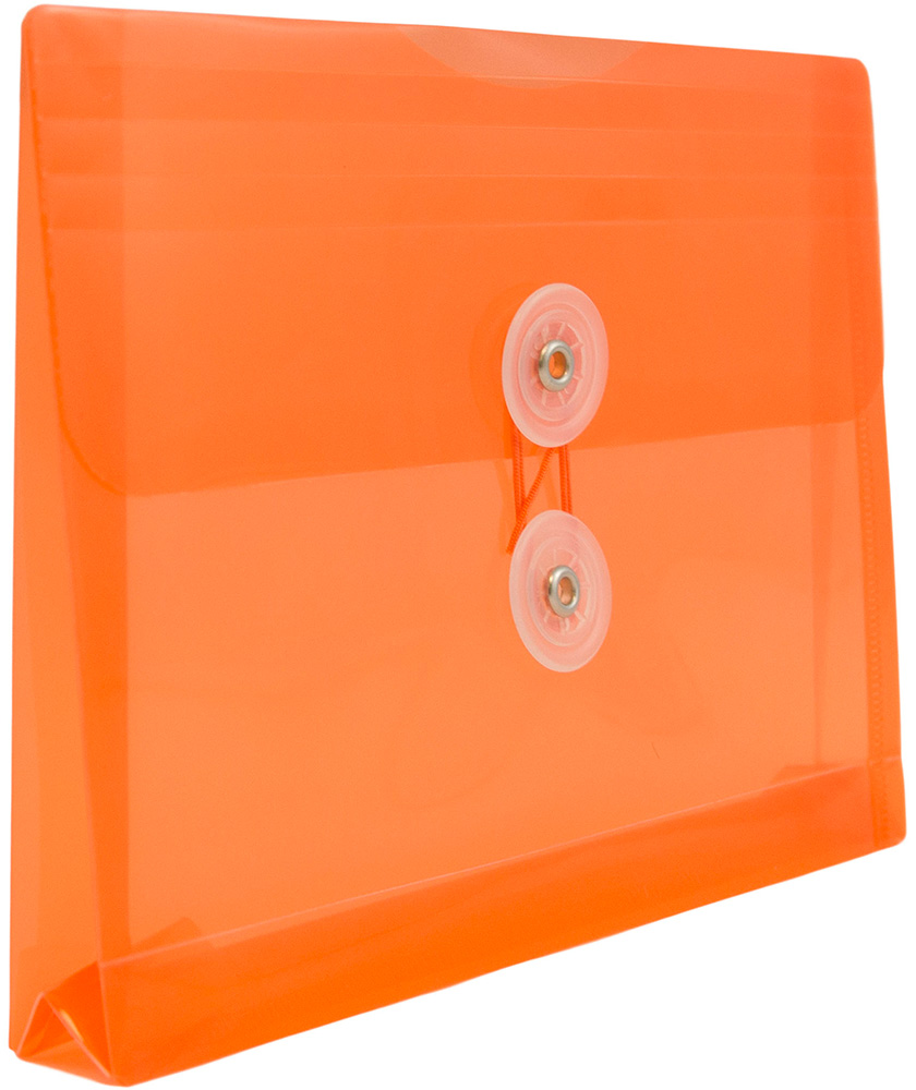 Orange 5 1/2 x 7 1/2 Index Booklet Plastic Envelopes with Button & String