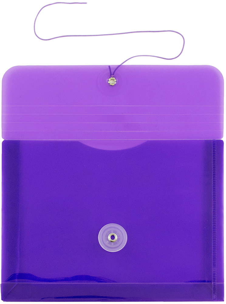 Purple 5 1/2 x 7 1/2 Index Booklet Plastic Envelopes with Button & String