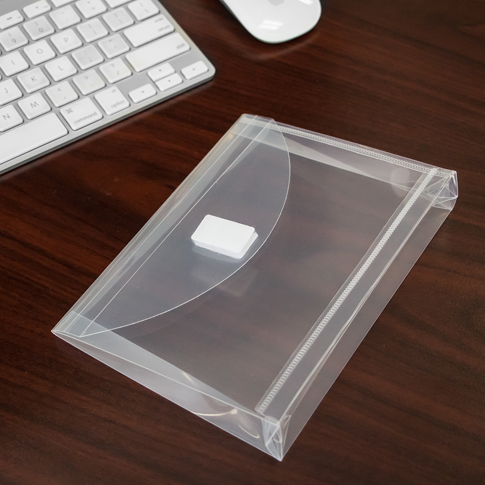Clear 5 1/2 x 7 1/2 Index Booklet with 1" Expansion Plastic Envelopes with Hook and Loop Closure
