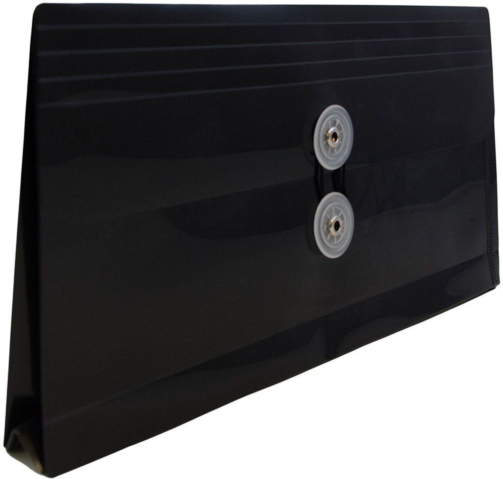 Black #10 Business Plastic Envelopes (5 1/4 x 10) with Button & String