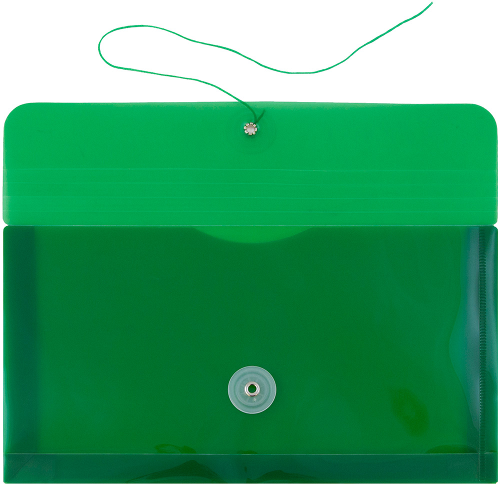 Green #10 Business Plastic Envelopes (5 1/4 x 10) with Button & String