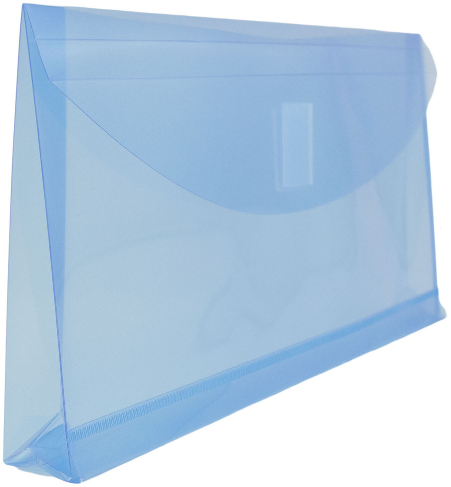 Blue #10 Business with 1" Expansion Plastic Envelopes (5 1/4 x 10) with Hook and Loop Closure