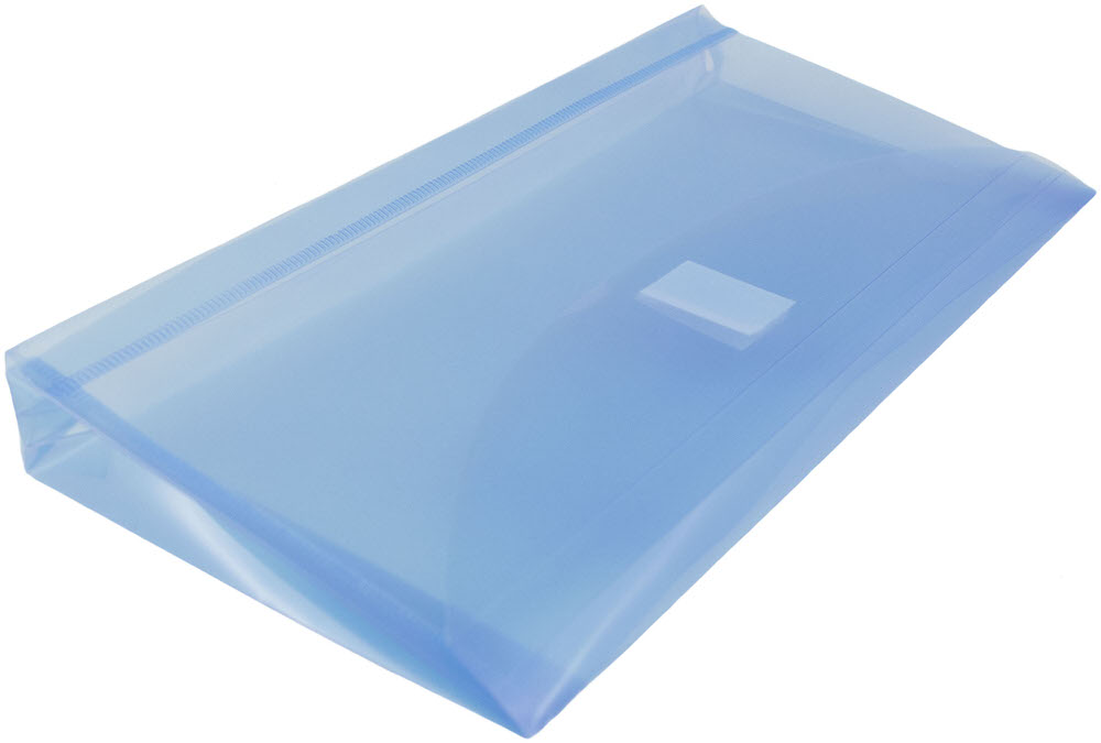Blue #10 Business with 1" Expansion Plastic Envelopes (5 1/4 x 10) with Hook and Loop Closure