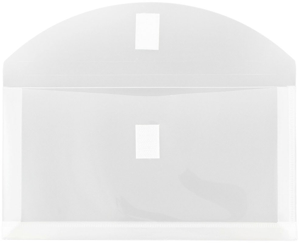 Clear #10 Business with 1" Expansion Plastic Envelopes (5 1/4 x 10) with Hook and Loop Closure