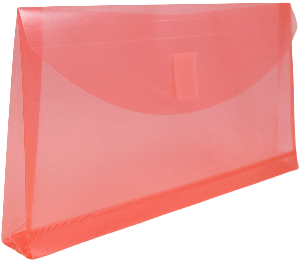 Red #10 Business with 1" Expansion Plastic Envelopes (5 1/4 x 10) with Hook and Loop Closure