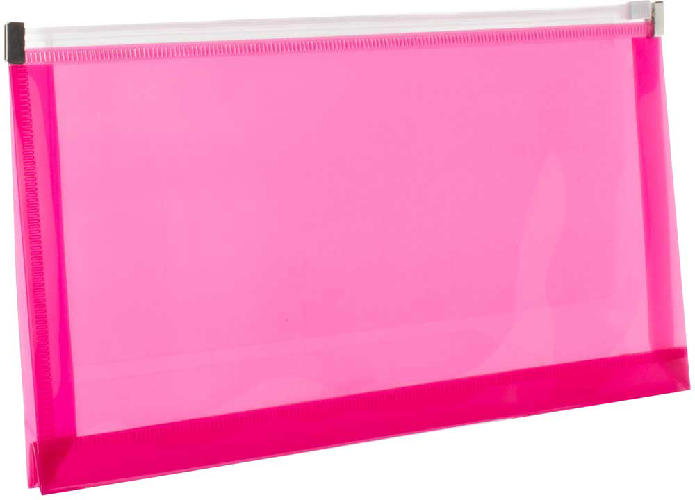 Fuchsia Pink #10 Business Plastic Envelopes (4 1/8 x 9 1/2) with Zip Closure