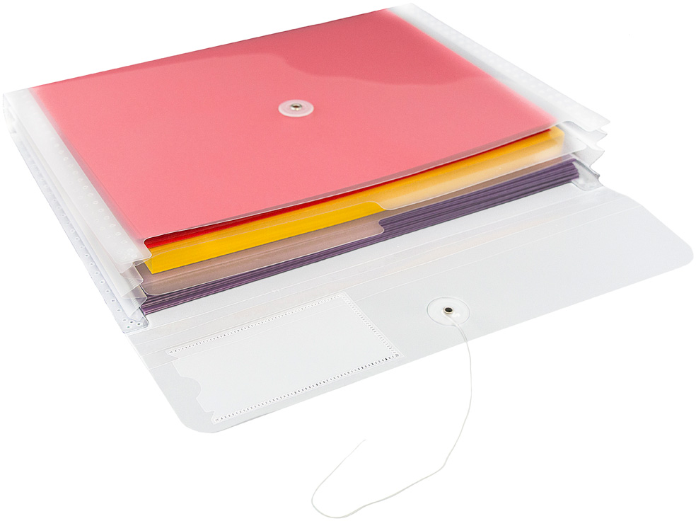 Clear Letter Booklet with 2 Dividers Plastic Envelopes (9 3/4 x 13) with Button & String