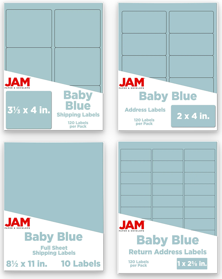 Baby Blue Assorted Size Labels Combo Set - 4 Packs (370 Total)