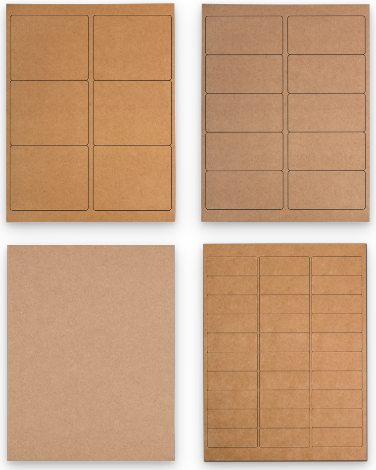 Brown Kraft Assorted Size Labels Combo Set - 4 Packs (370 Total)