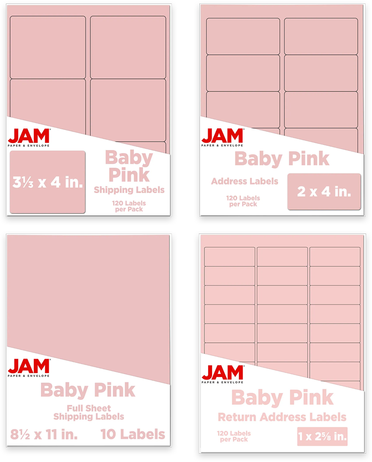 Baby Pink Assorted Size Labels Combo Set - 4 Packs (370 Total)