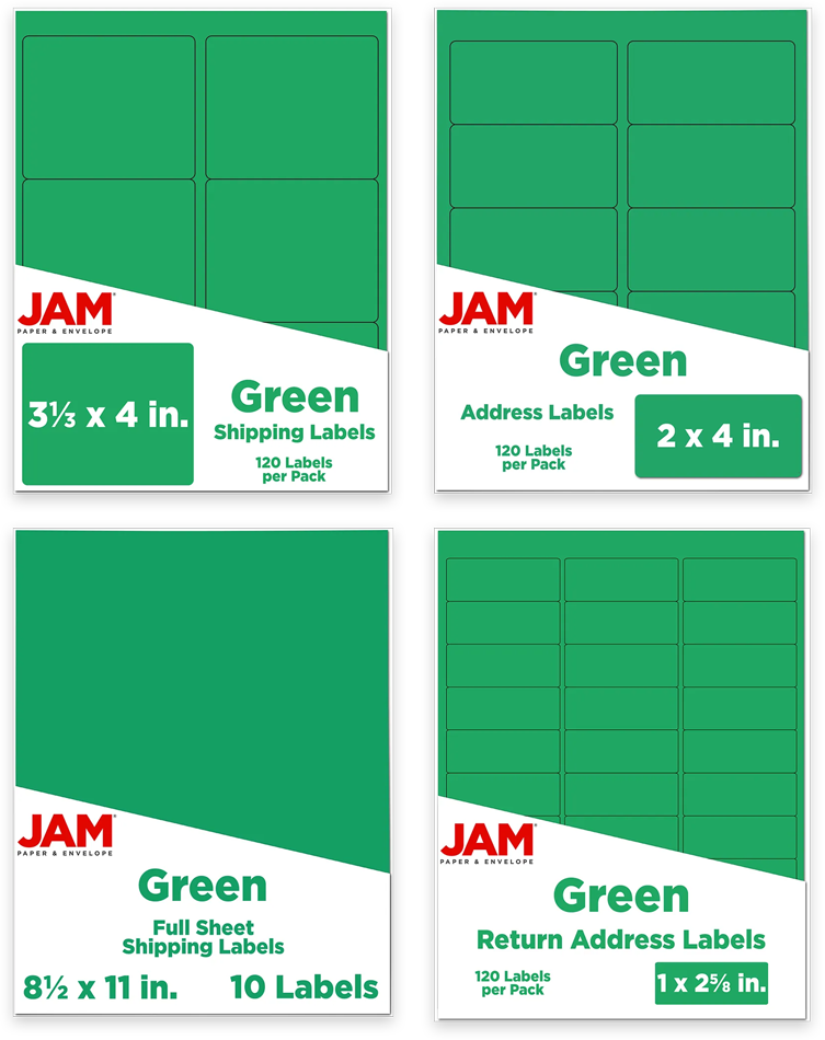 Green Assorted Size Labels Combo Set - 4 Packs (370 Total)
