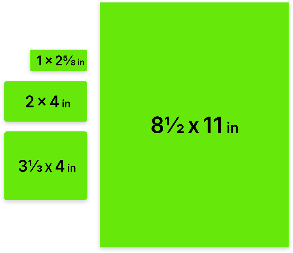 Neon Green Assorted Size Labels Combo Set - 4 Packs (370 Total)