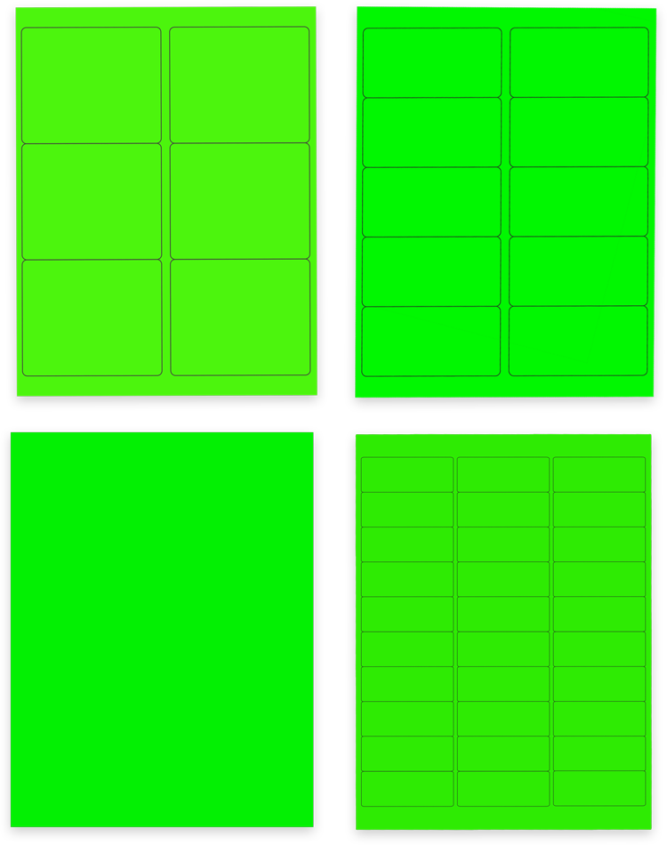 Neon Green Assorted Size Labels Combo Set - 4 Packs (370 Total)