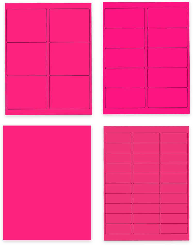 Neon Pink Assorted Size Labels Combo Set - 4 Packs (370 Total)
