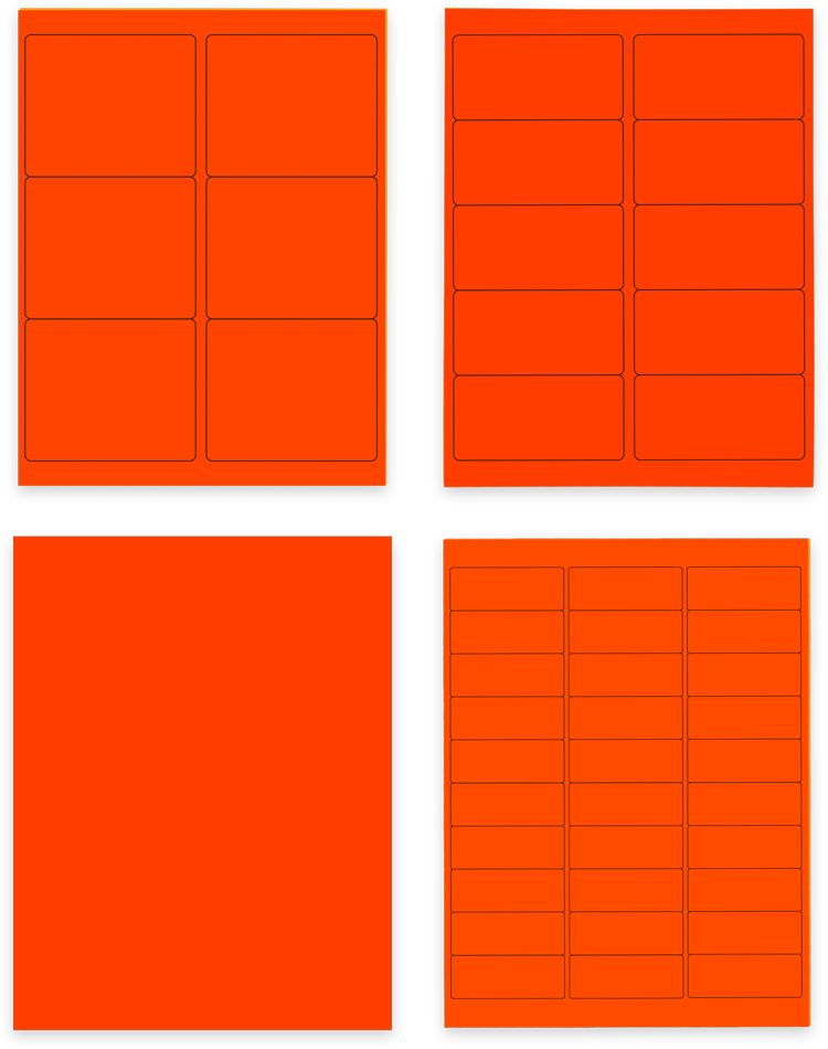Neon Red Assorted Size Labels Combo Set - 4 Packs (370 Total)